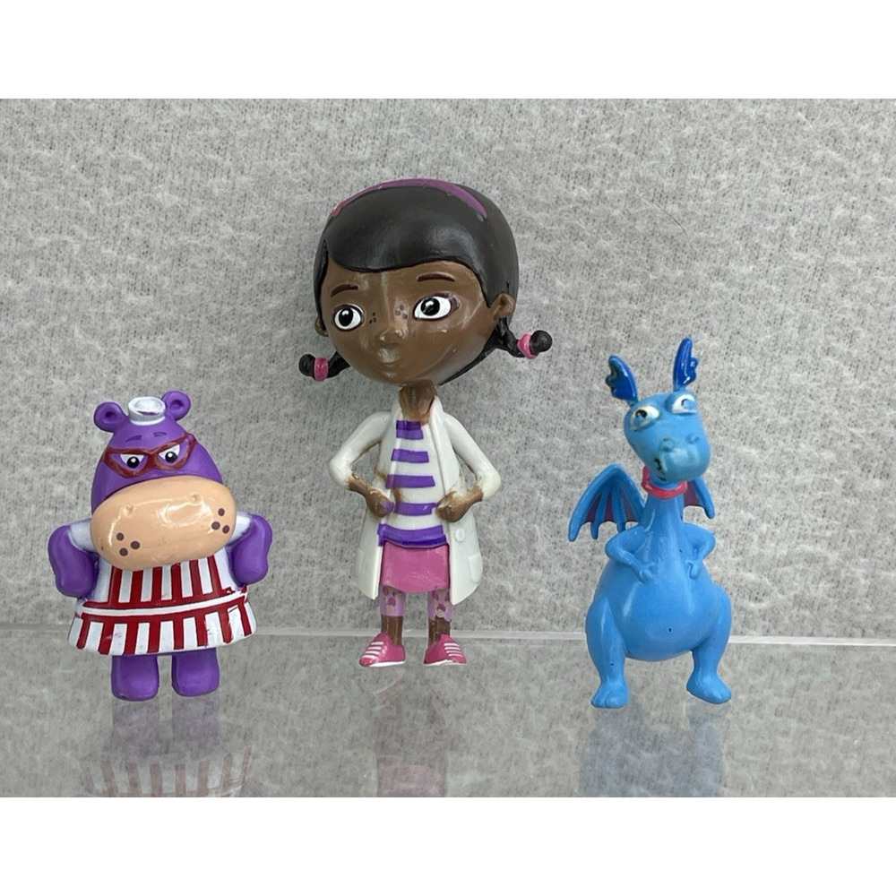 Doc McStuffins Lot of 3 Mini Figures Hippo Dragon Doctor Preschool Cake Toppers